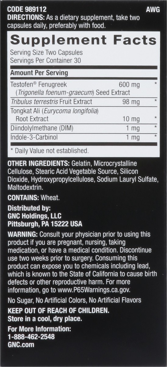 slide 8 of 9, Gnc Mens Adv Test, 60 ct