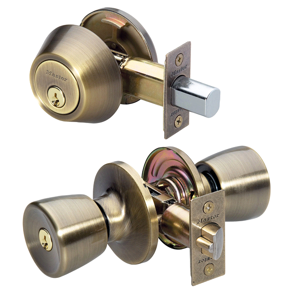 slide 1 of 1, Master Lock Antique Brass Tulip Combo Door Lock Tuco, 1 ct