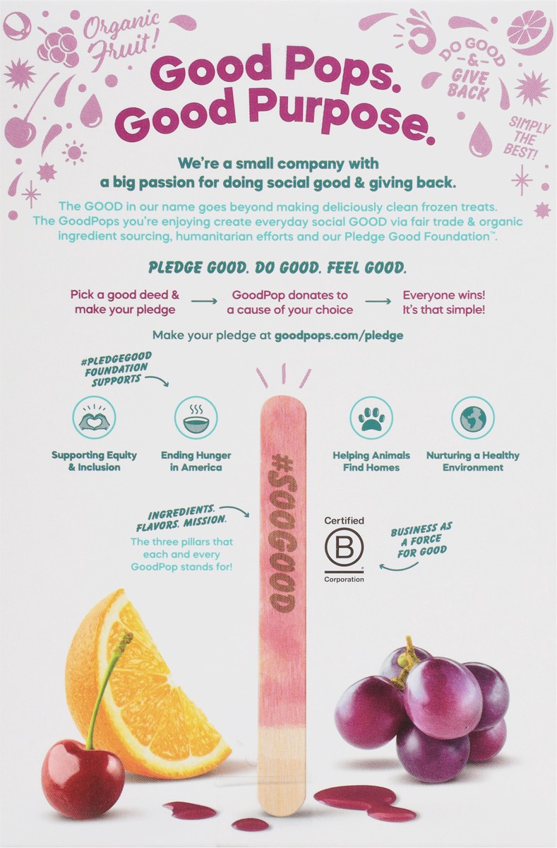 slide 4 of 11, GoodPop Orange Cherry Grape Ice Pops, Organic, No Added Sugar Fruit Bars, 6 Ct, 6 ct