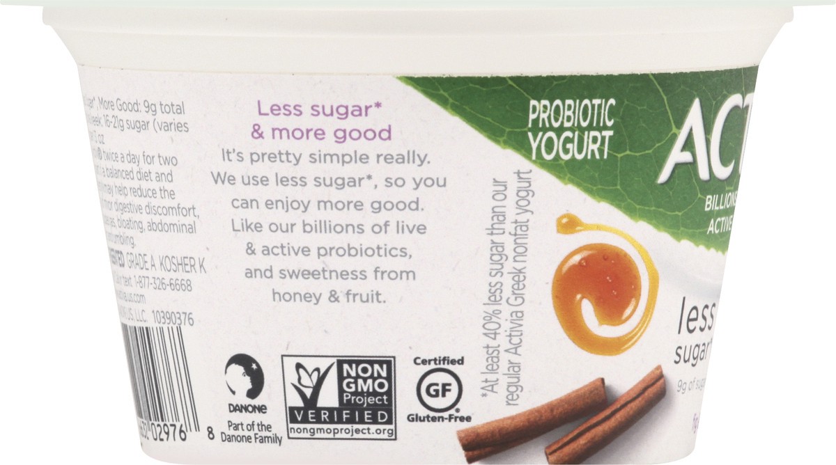 slide 6 of 8, Activia Less Sugar & More Good Fig & Cinnamon Yogurt, 5.3 Oz., 5.3 oz