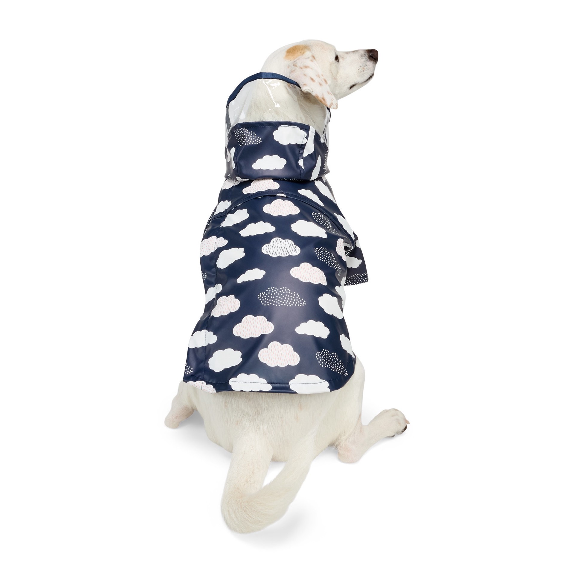 slide 1 of 1, YOULY Navy Cloud Print Pet Raincoat, Medium, 1 ct