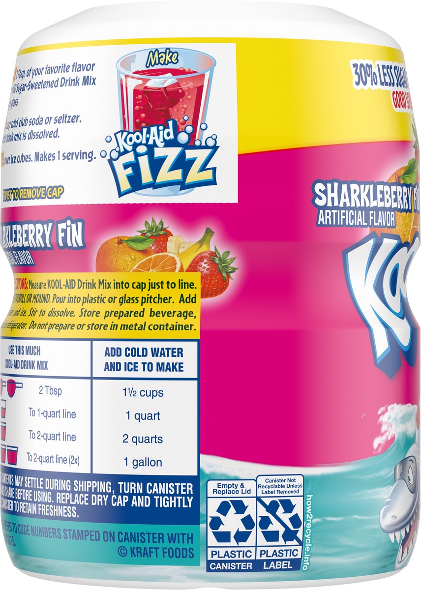 slide 7 of 9, Kool-Aid Sugar-Sweetened Sharkleberry Fin Strawberry Orange Punch Artificially Flavored Powdered Soft Drink Mix, 19 oz Canister, 19 oz