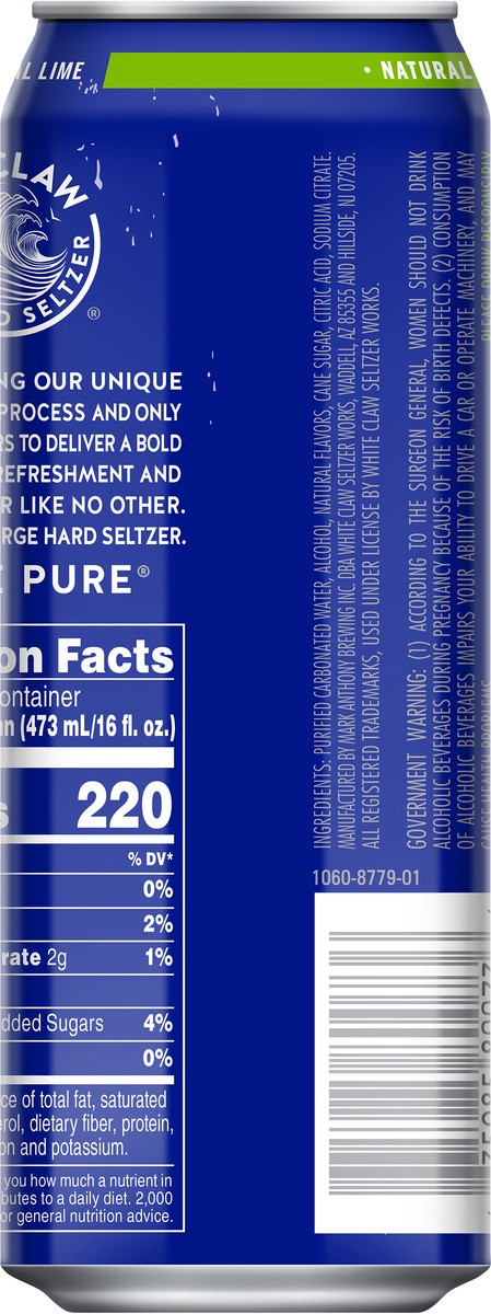 slide 10 of 11, White Claw Surge Hard Seltzer Natural Lime Beer 1 pt, 16 oz