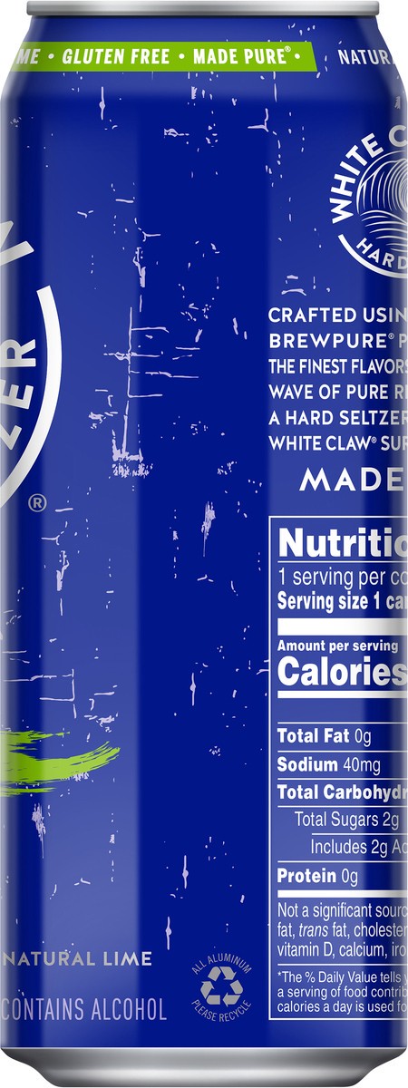 slide 3 of 11, White Claw Surge Hard Seltzer Natural Lime Beer 1 pt, 16 oz