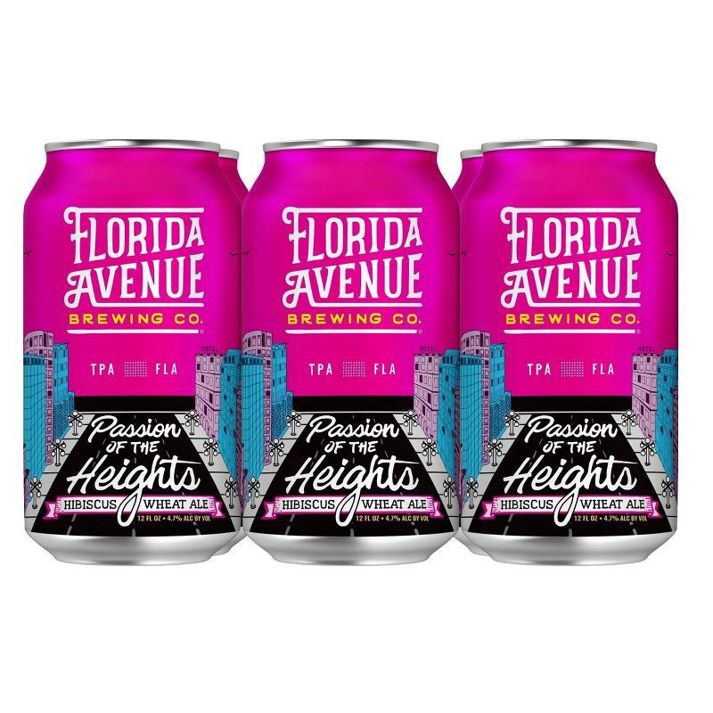 slide 1 of 3, Florida Beer Florida Avenue Passion of The Heights Hibiscus Wheat Ale Beer - 6pk/12 fl oz Cans, 6 ct; 12 fl oz