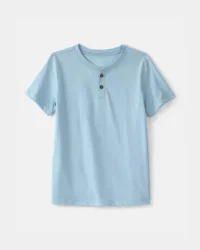 Carters Kid Solid Henley T-Shirt - Blue Blue 10