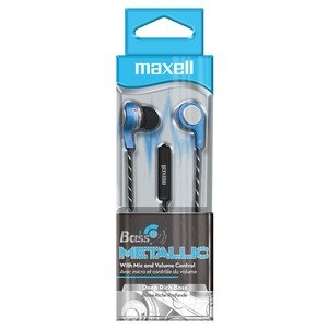 slide 1 of 1, Maxell Bass 13 Metallic Earbuds, Blue, 1 ct