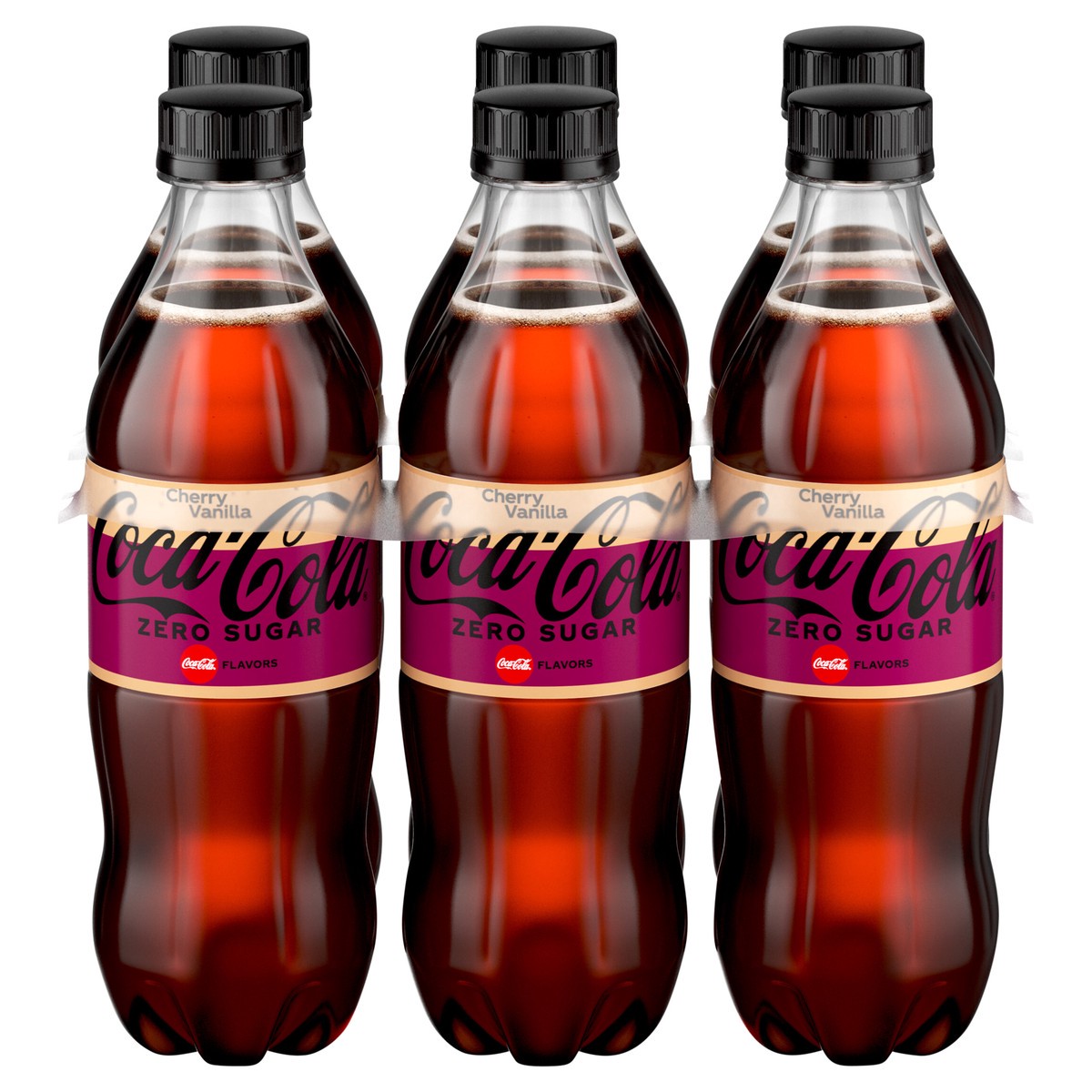 slide 1 of 7, Coca-Cola Cherry Vanilla Zero Sugar Bottles, 16.9 fl oz, 6 Pack, 6 ct