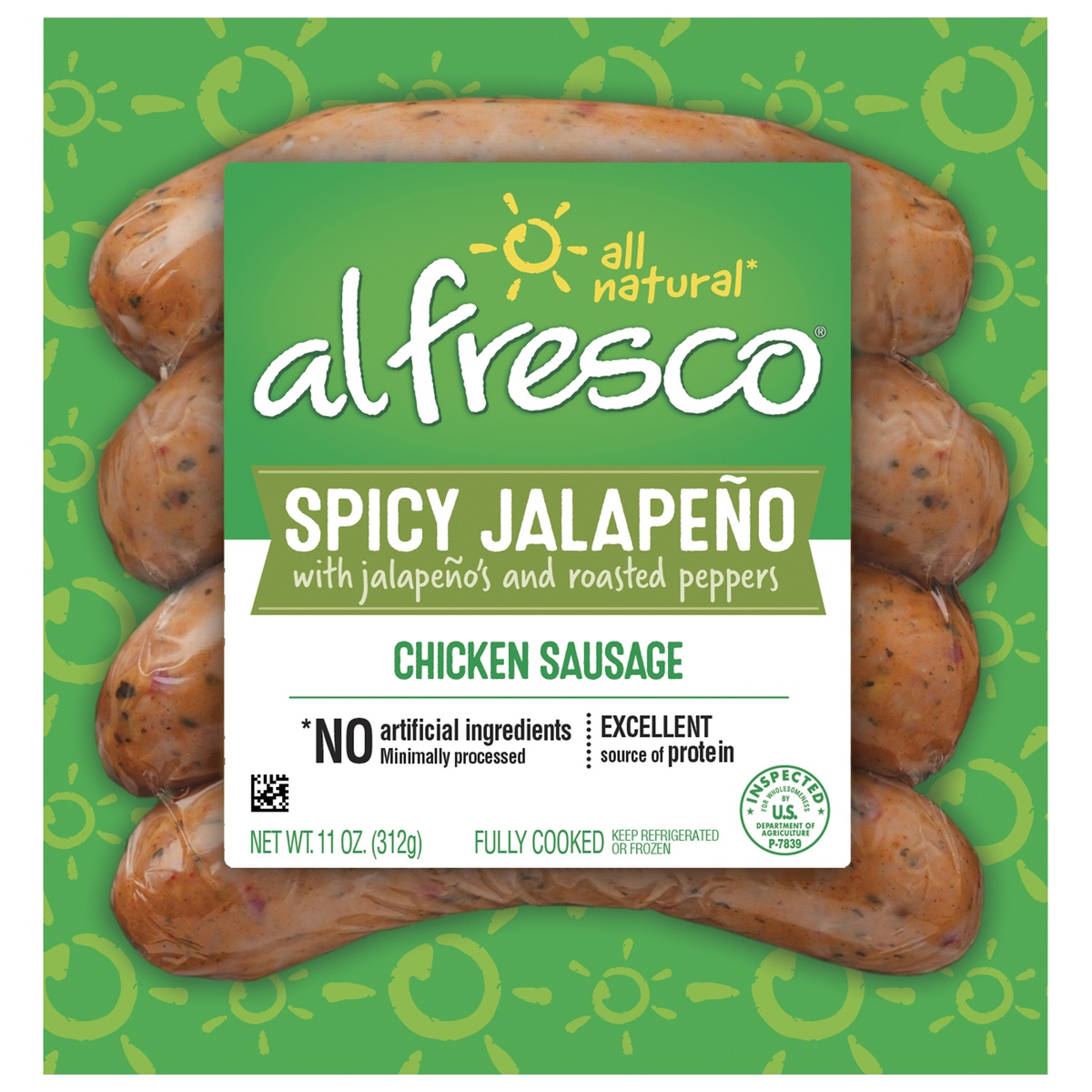 slide 1 of 11, Al Fresco Spicy Jalapeño Chicken Sausage, 11 oz