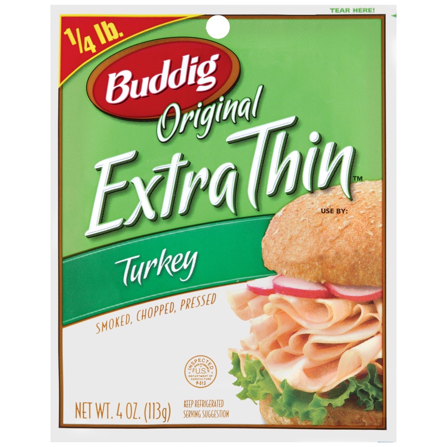 slide 1 of 1, Buddig Lunch Meat Turkey, 4 oz