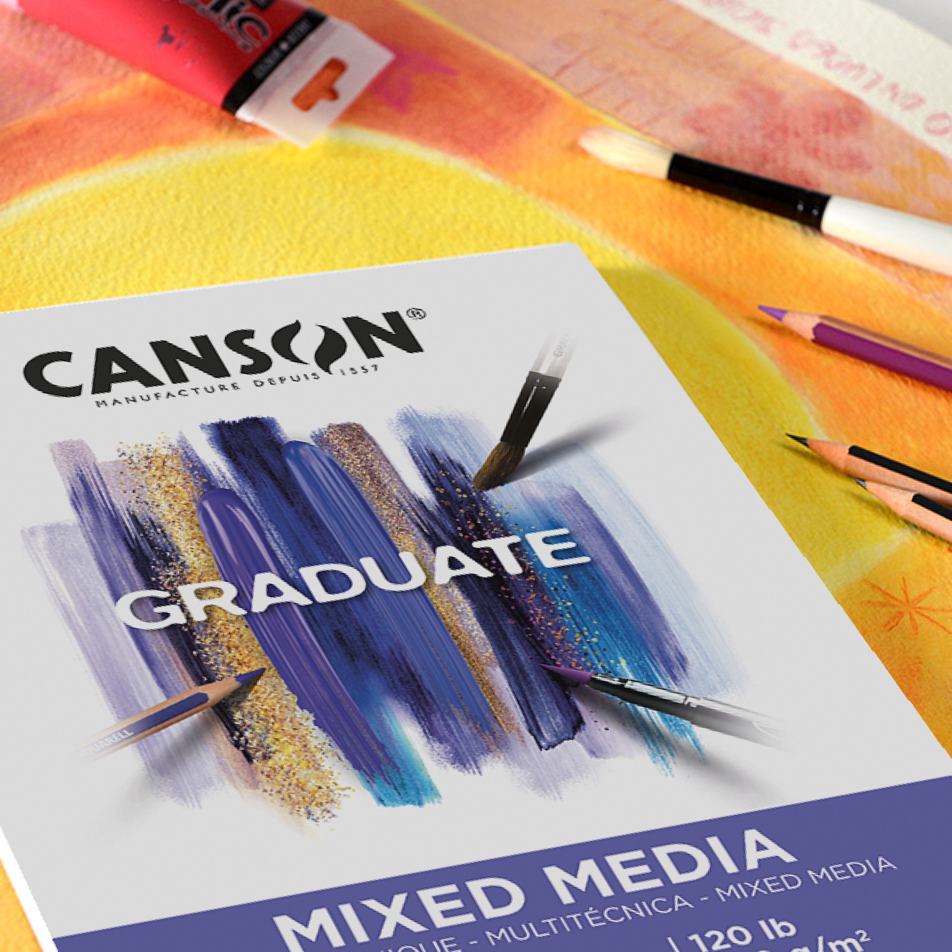 slide 7 of 7, Canson Graduate Mixed Media Pad, 9 in x 12 in