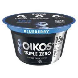 Oikos Blueberry 15g Protein, 0g Added Sugar, Nonfat Greek Yogurt, 5.3 OZ Cup