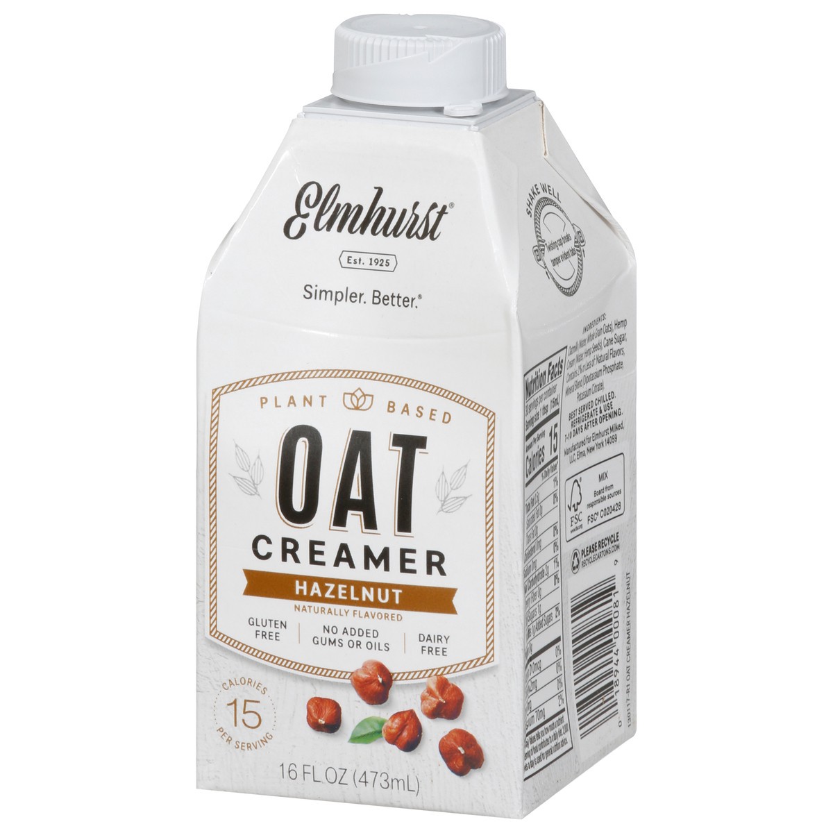 slide 3 of 9, Elmhurst Oat Creamer Hazelnut, 16 oz