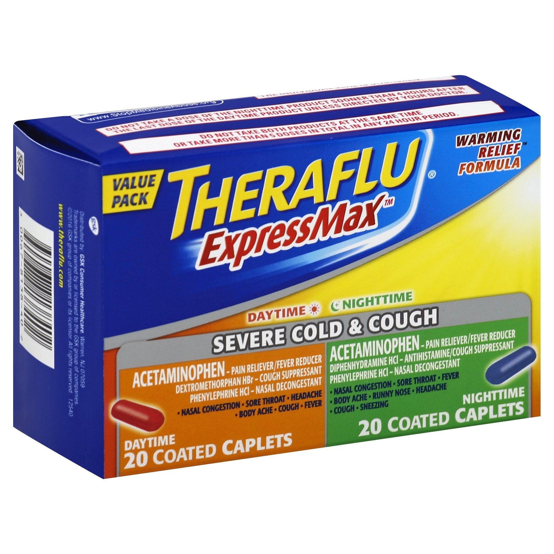 Theraflu ExpressMax Daytime And Nighttime Severe Cold & Cough Coated