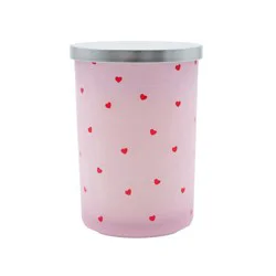 HD Designs Frosted Jar Candle with Hearts - Pink