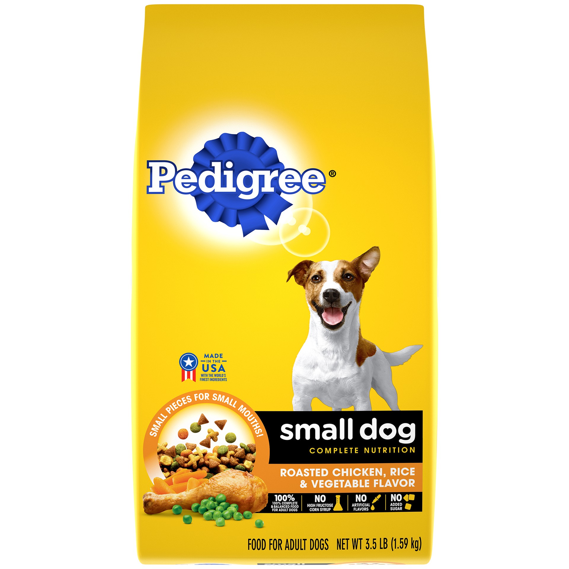 slide 1 of 5, Pedigree Roasted Chicken, Rice & Vegetable Flavor Small Dog Adult Complete Nutrition Dry Dog Food - 3.5lbs, 