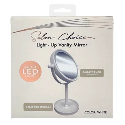 Salon Choice LED Cosmetic Rotating Mirror with Base Tray, 1x and 10x magnification, 1 Count