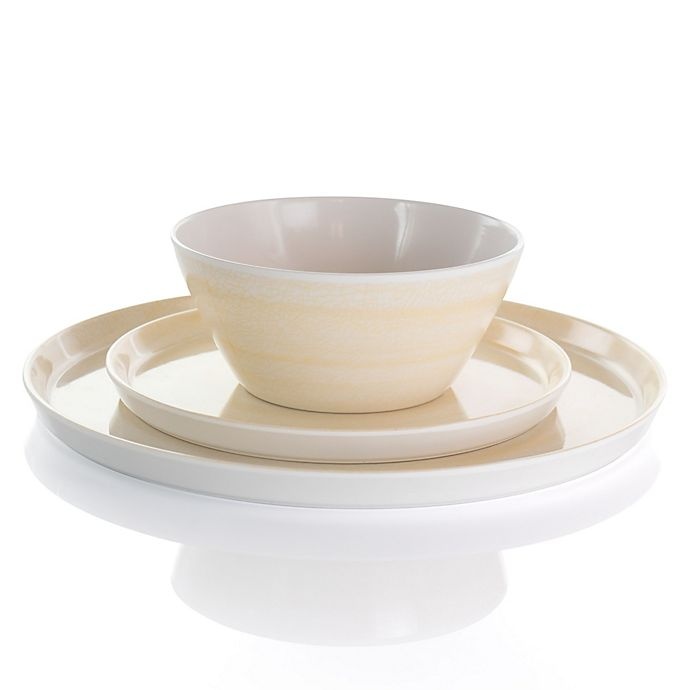 slide 6 of 12, Elama Crafted Clay Melamine Dinnerware Set - Cream, 12 ct