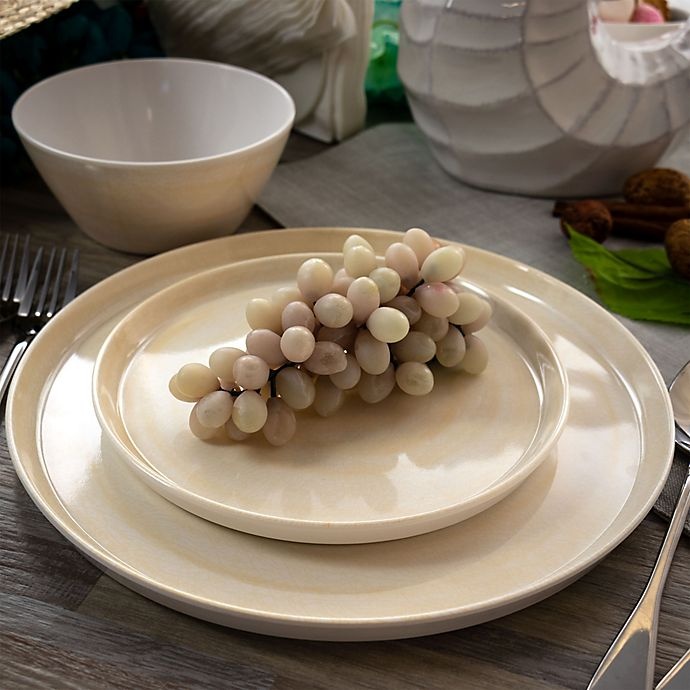 slide 10 of 12, Elama Crafted Clay Melamine Dinnerware Set - Cream, 12 ct