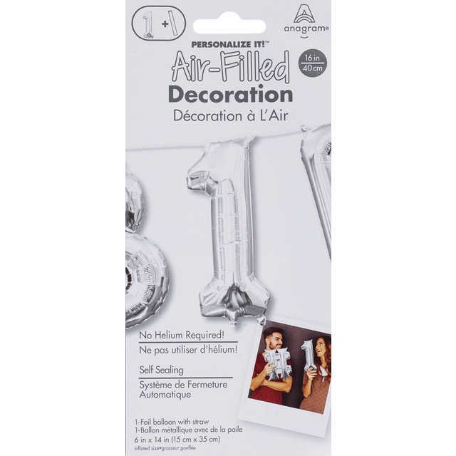 slide 1 of 1, AMSCAN Anagram Air Bln Number 1 Silver, 1 ct