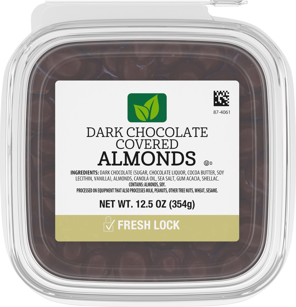 slide 1 of 2, Kroger Dark Chocolate Covered Almonds, 12.5 oz