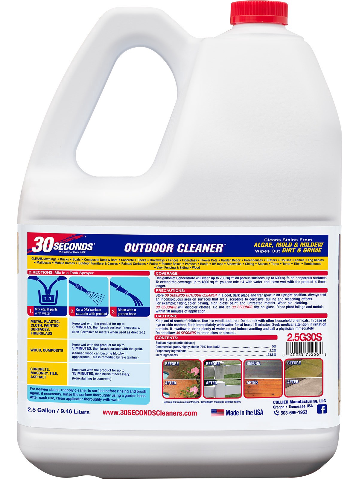slide 5 of 6, 30 Seconds Outdoor Cleaner, 2.5 gal
