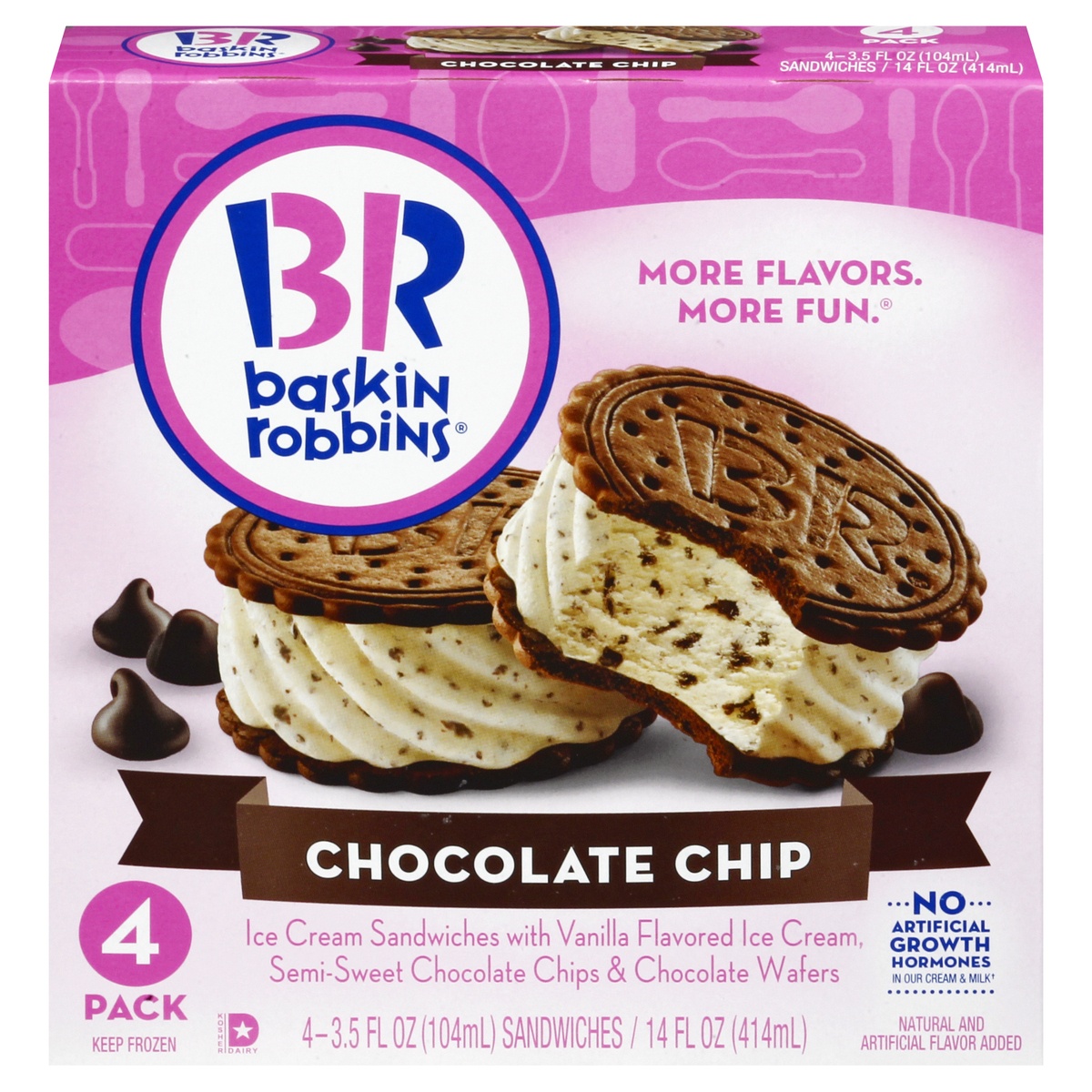 slide 1 of 1, Baskin-Robbins Baskin Robbins Baskin-Robbins Chocolate Chip Ice Cream, 4 ct; 3.5 fl oz