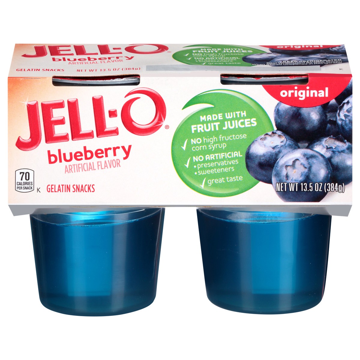 slide 3 of 13, Jell-O Ready to Eat Berry Blue Gelatin Snacks 13.5 oz Sleeve (4 Cups), 13.5 oz