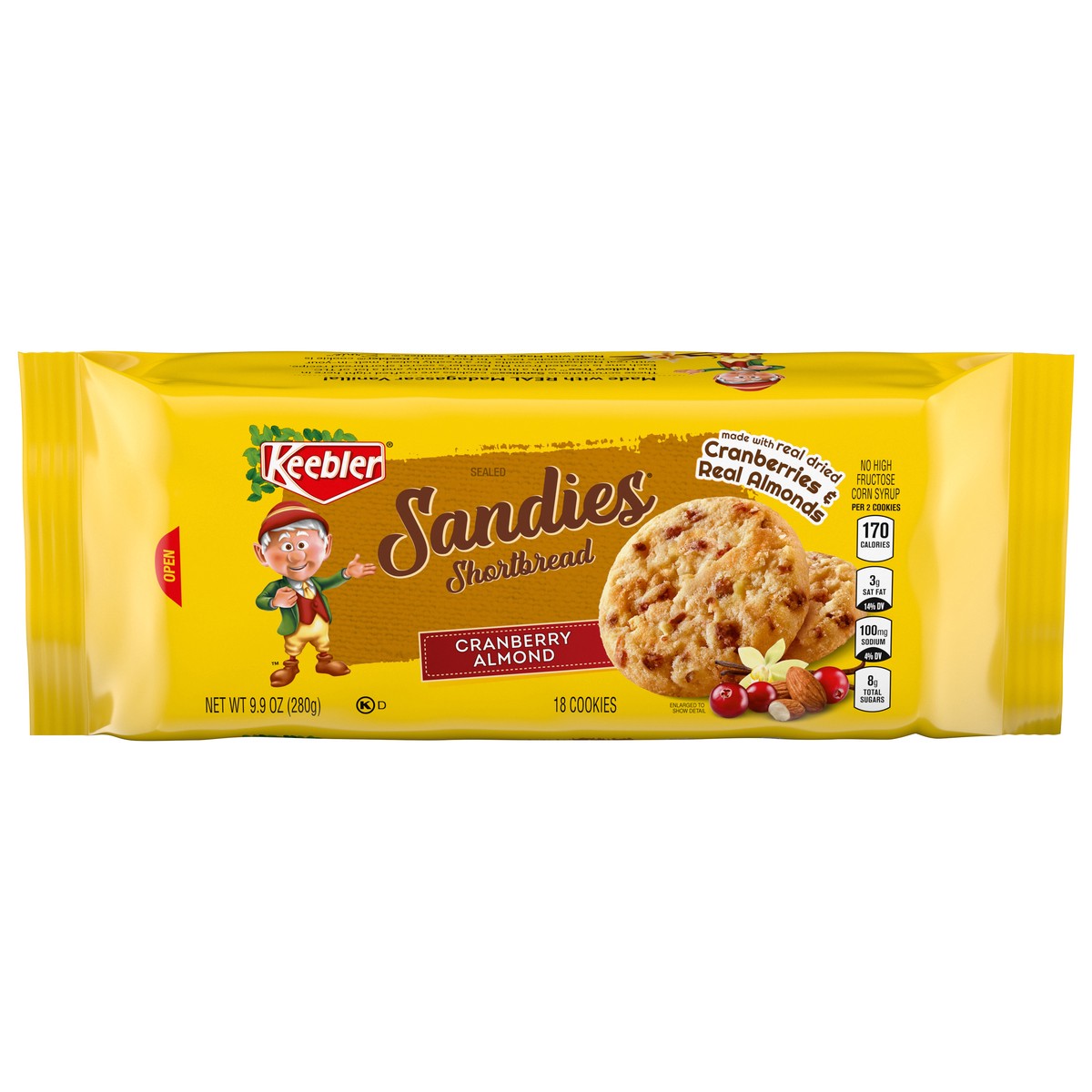 slide 4 of 13, Keebler Sandies Shortbread Cranberry Almond Cookies 18 ea, 9.9 oz