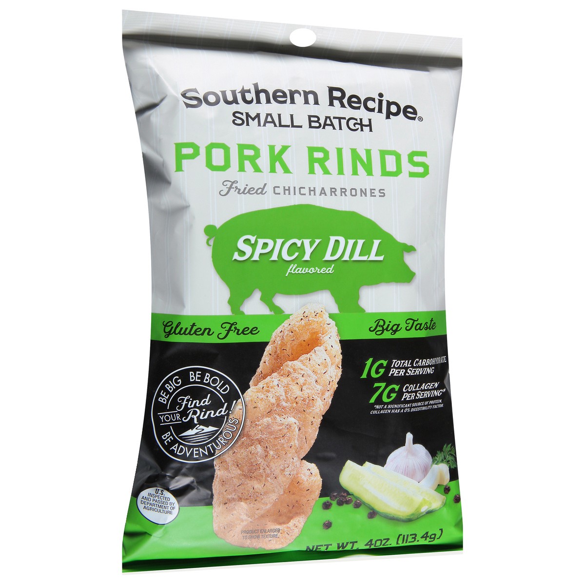 slide 8 of 9, Southern Recipe Small Batch Spicy Dill Flavored Pork Rinds 4 oz, 4 oz