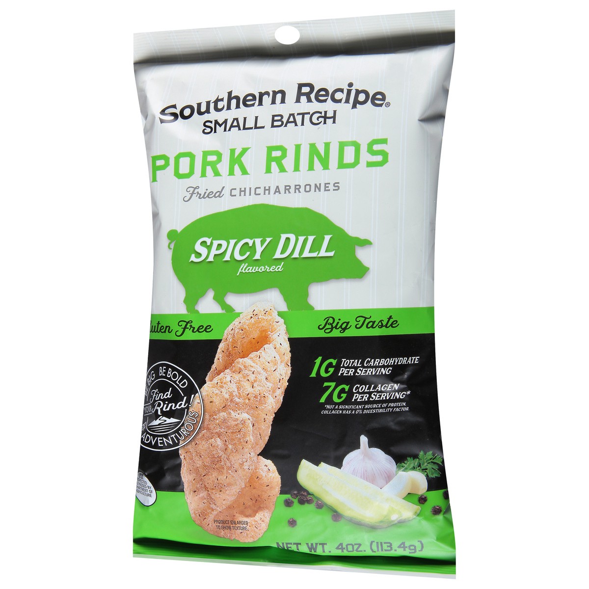 slide 3 of 9, Southern Recipe Small Batch Spicy Dill Flavored Pork Rinds 4 oz, 4 oz