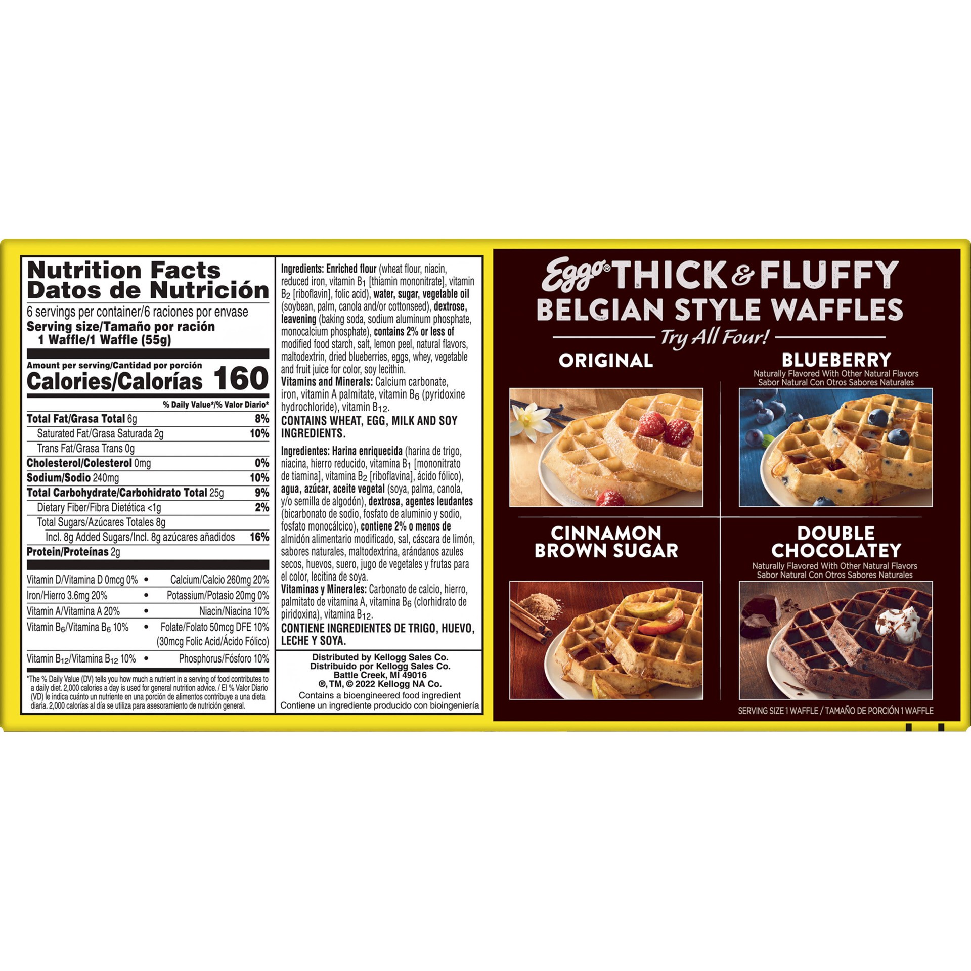 slide 3 of 5, Eggo Thick and Fluffy Frozen Waffles, Blueberry, 11.6 oz, 6 Count, Frozen, 11.6 oz