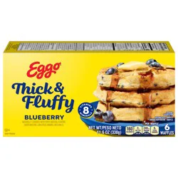 Eggo Thick and Fluffy Frozen Waffles, Frozen Breakfast, Breakfast Food, Blueberry, 11.6oz Box, 6 Waffles