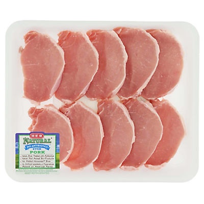 slide 1 of 1, H-E-B Natural Pork Center Loin Chop Boneless Thin Value Pack, per lb