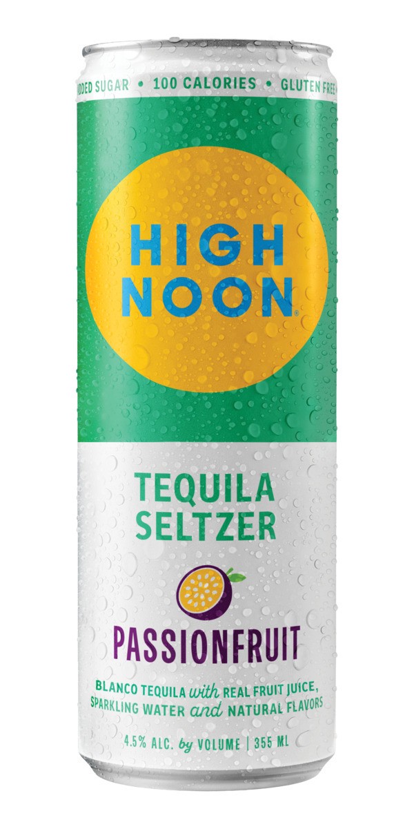 slide 2 of 2, High Noon Passionfruit Tequila Hard Seltzer 355ml Can 4pk, 4 ct