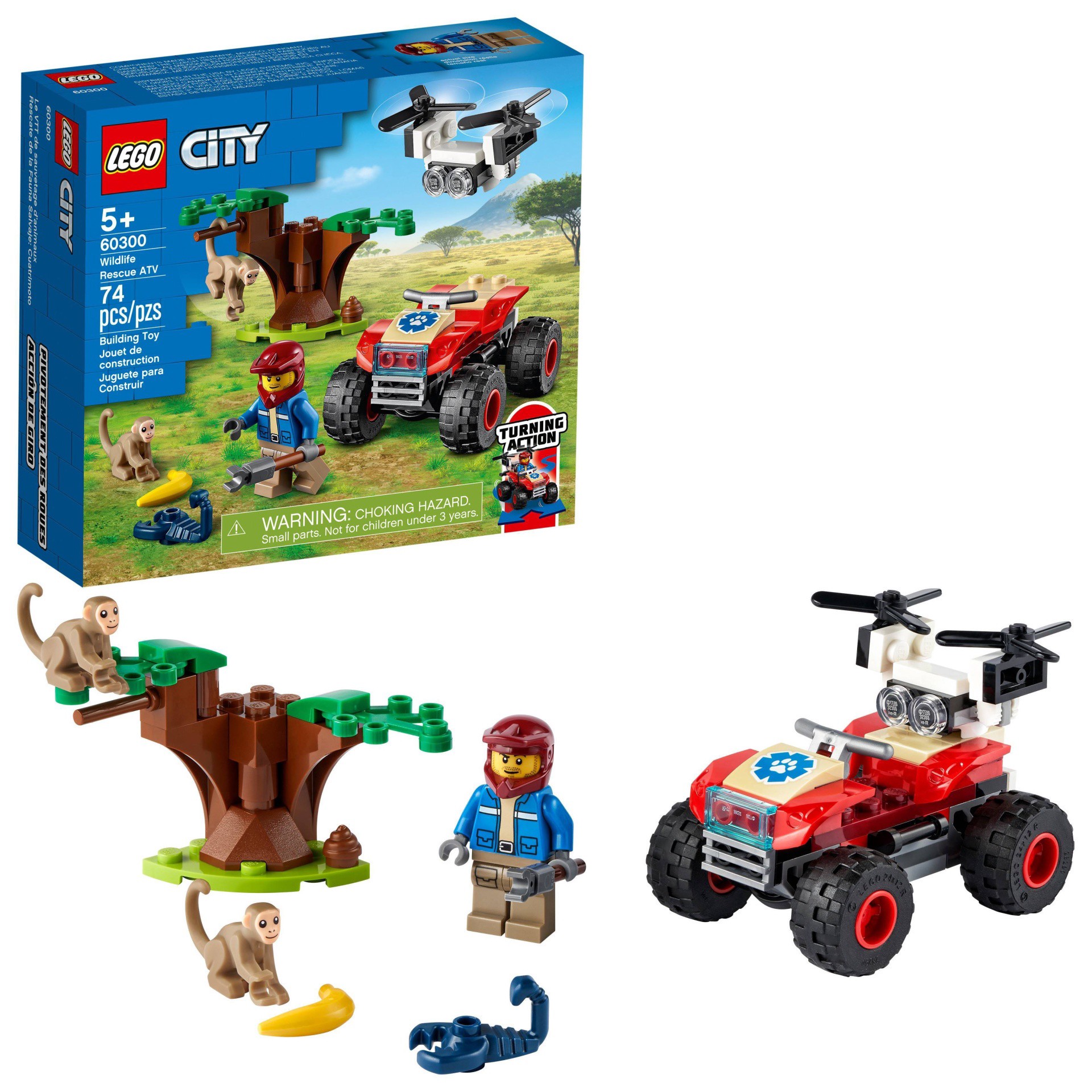 slide 1 of 6, LEGO City Wildlife Rescue ATV 60300 Building Kit, 74 ct