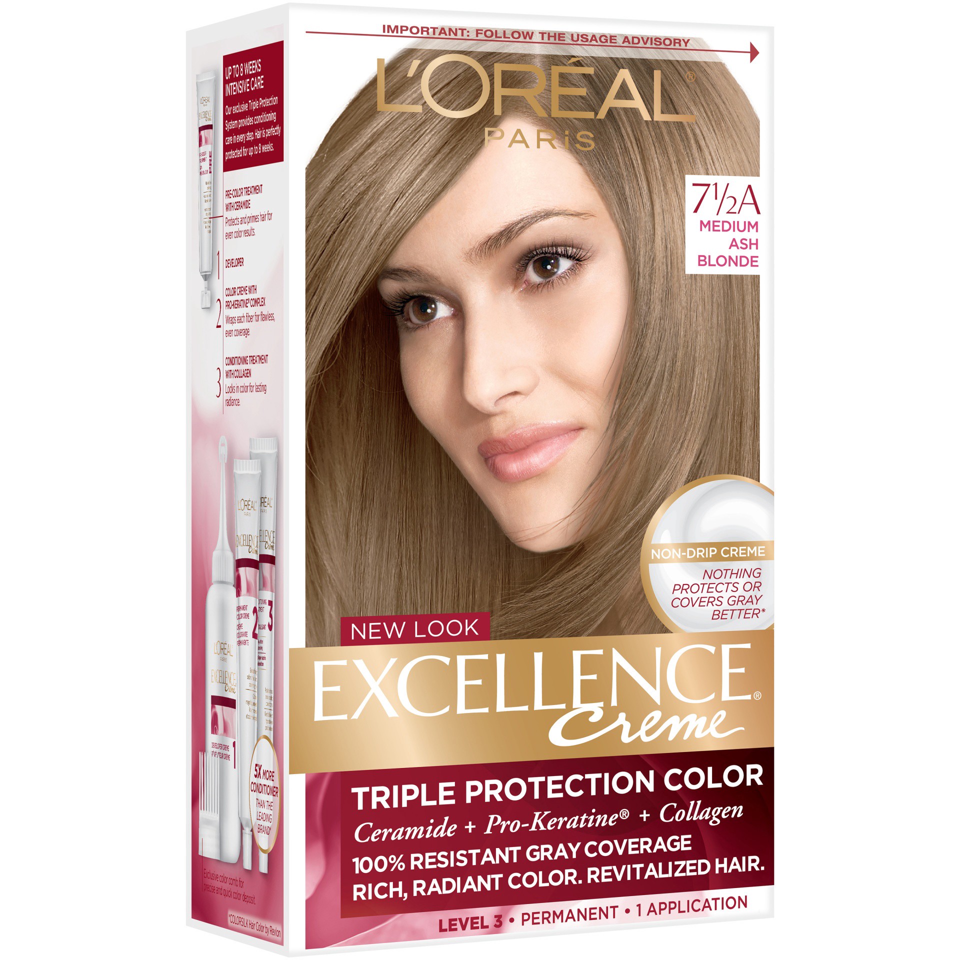 slide 1 of 1, L'Oréal Paris Excellence Non-Drip Crème - 7.5 A M Ash Blonde, 1 kit