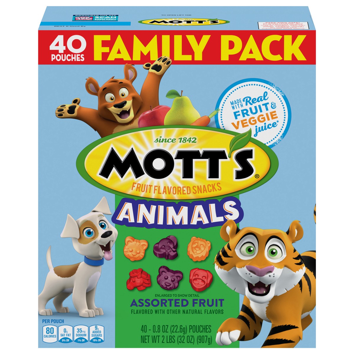 slide 1 of 9, Mott's Fruit Flavored Snacks, Animals Assorted Fruit, Gluten Free, 40 ct, 40 ct