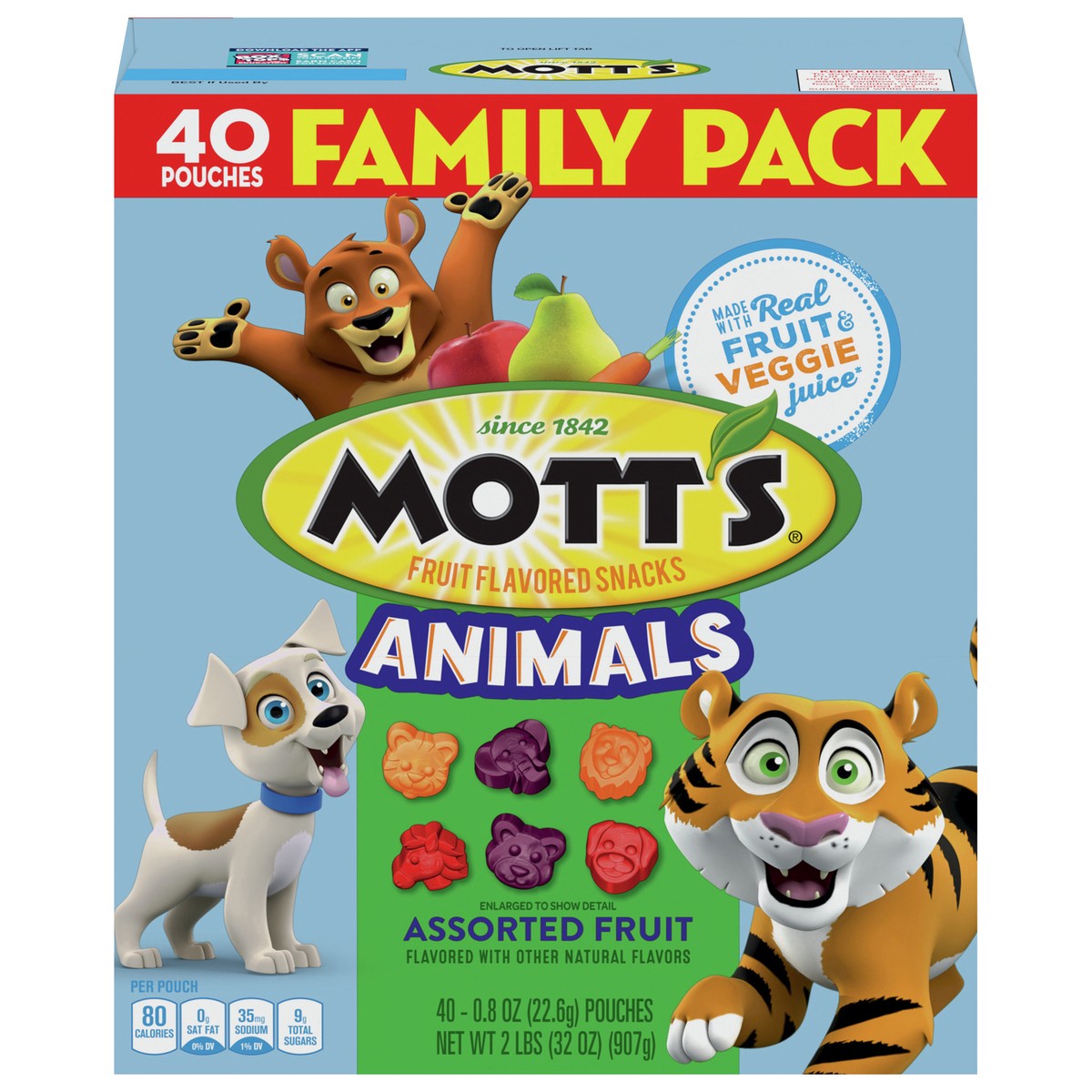 slide 1 of 9, Mott's Fruit Flavored Snacks, Animals Assorted Fruit, Gluten Free, 40 ct, 40 ct