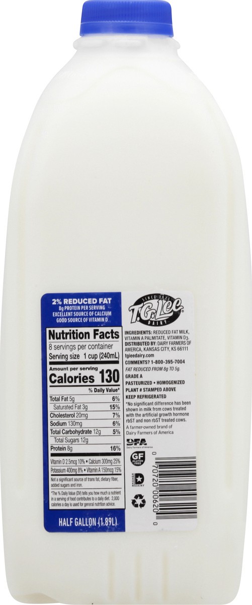 slide 13 of 13, T.G. Lee 2% Reduced Fat Milk 0.5 gl, 1/2 gal