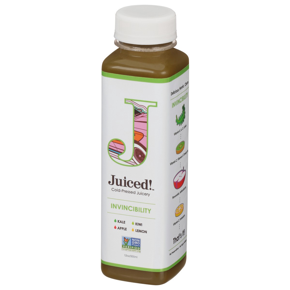 slide 6 of 13, Juiced! Invincibility Juiced Kale Apple Kiwi Lemon - 12 oz, 