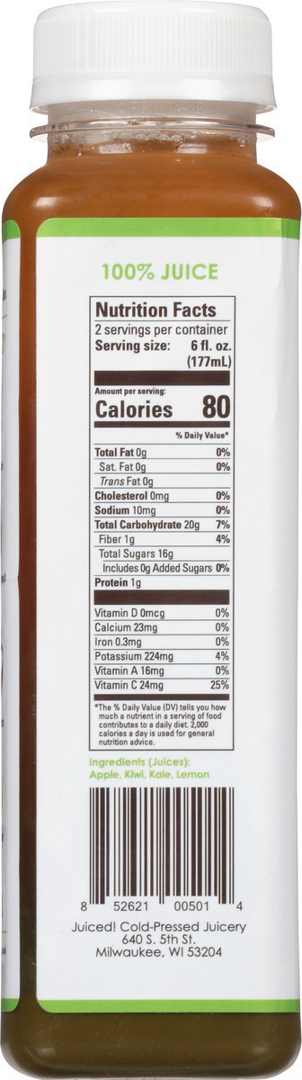 slide 7 of 13, Juiced! Invincibility Juiced Kale Apple Kiwi Lemon - 12 oz, 