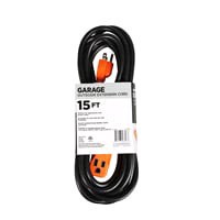 slide 3 of 9, 14/3 SJT Outdoor/Garage/Jobsite Extension Cord Black /Orange, 15 ft