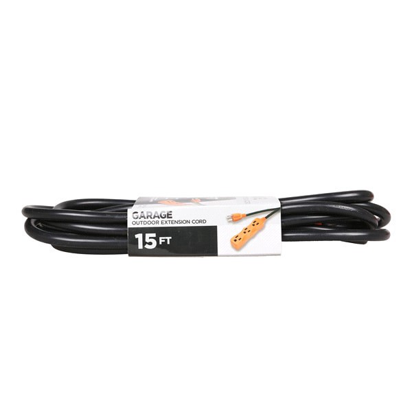 slide 8 of 9, 14/3 SJT Outdoor/Garage/Jobsite Extension Cord Black /Orange, 15 ft