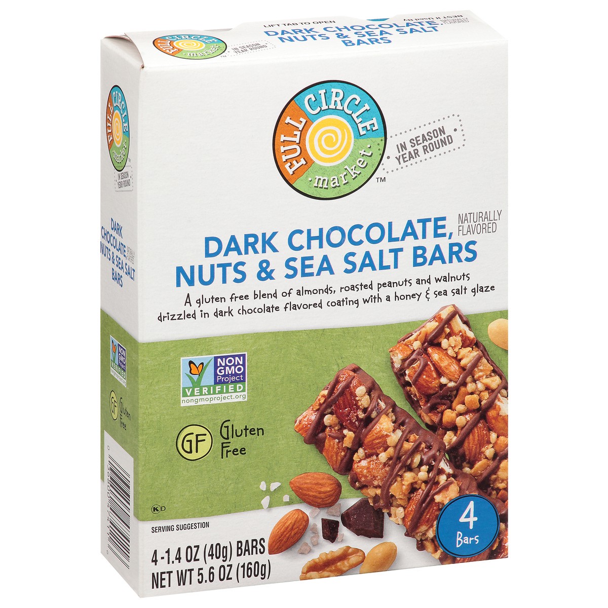 slide 2 of 15, Full Circle Market Dark Chocolate Nuts & Sea Salt Bars 4 ea, 4 ct