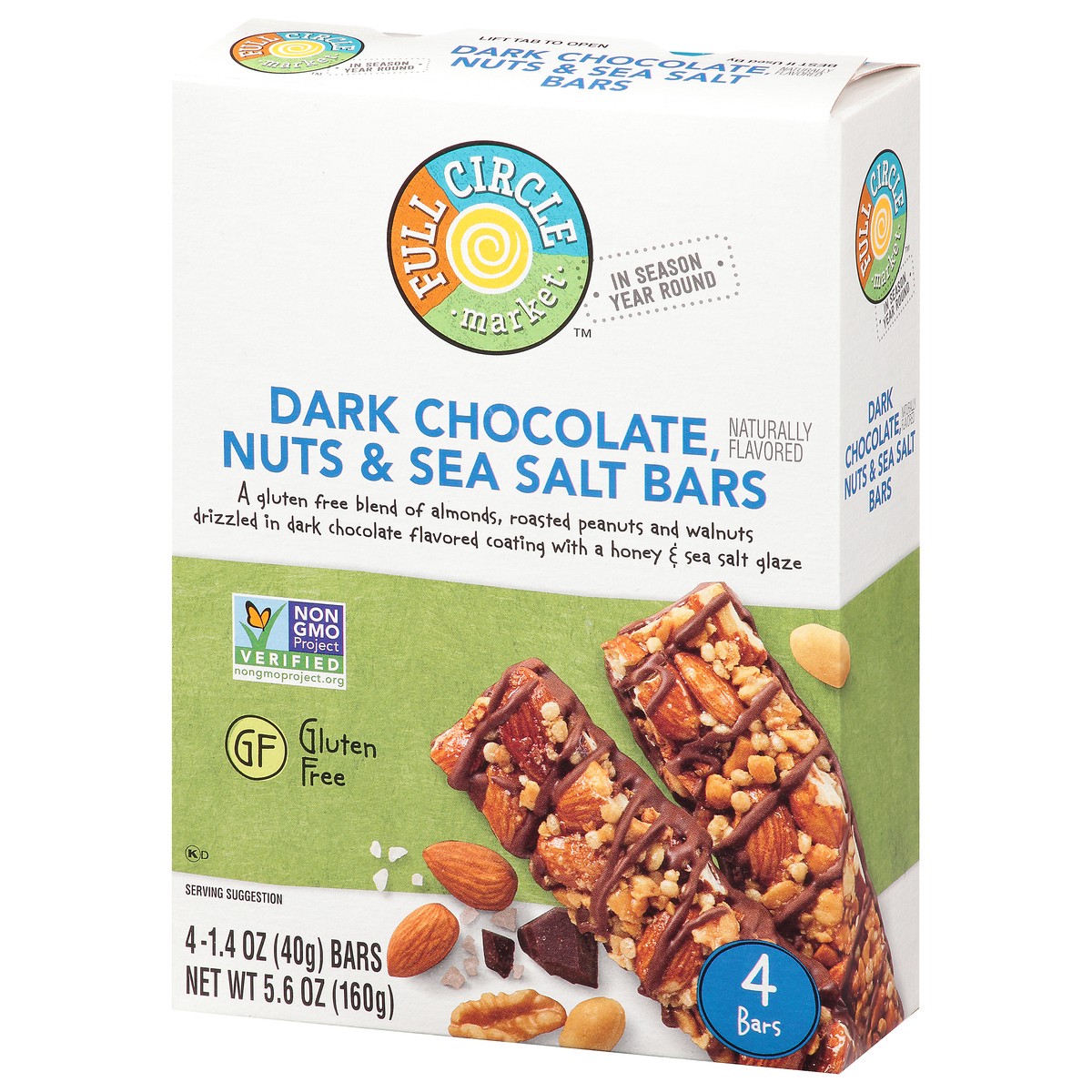 slide 3 of 15, Full Circle Market Dark Chocolate Nuts & Sea Salt Bars 4 ea, 4 ct