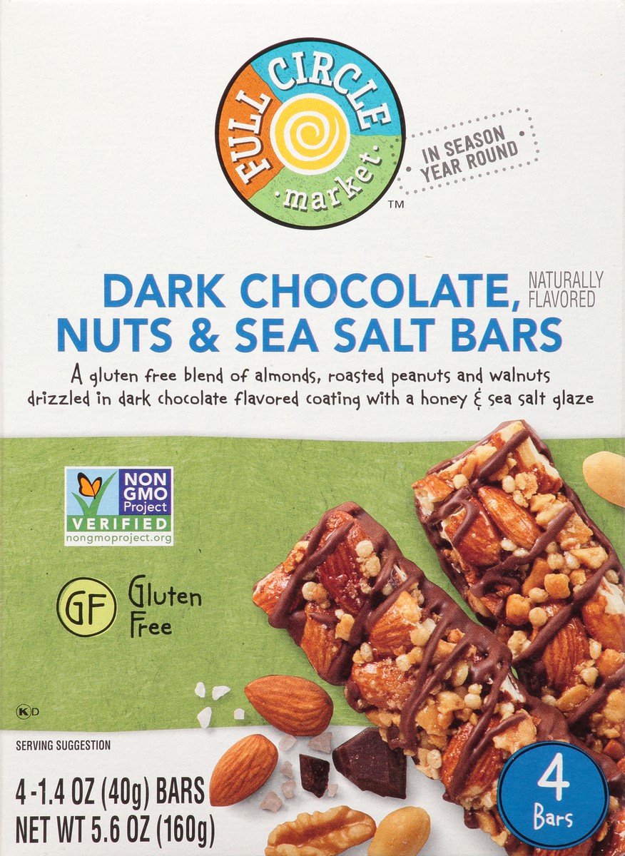 slide 12 of 15, Full Circle Market Dark Chocolate Nuts & Sea Salt Bars 4 ea, 4 ct