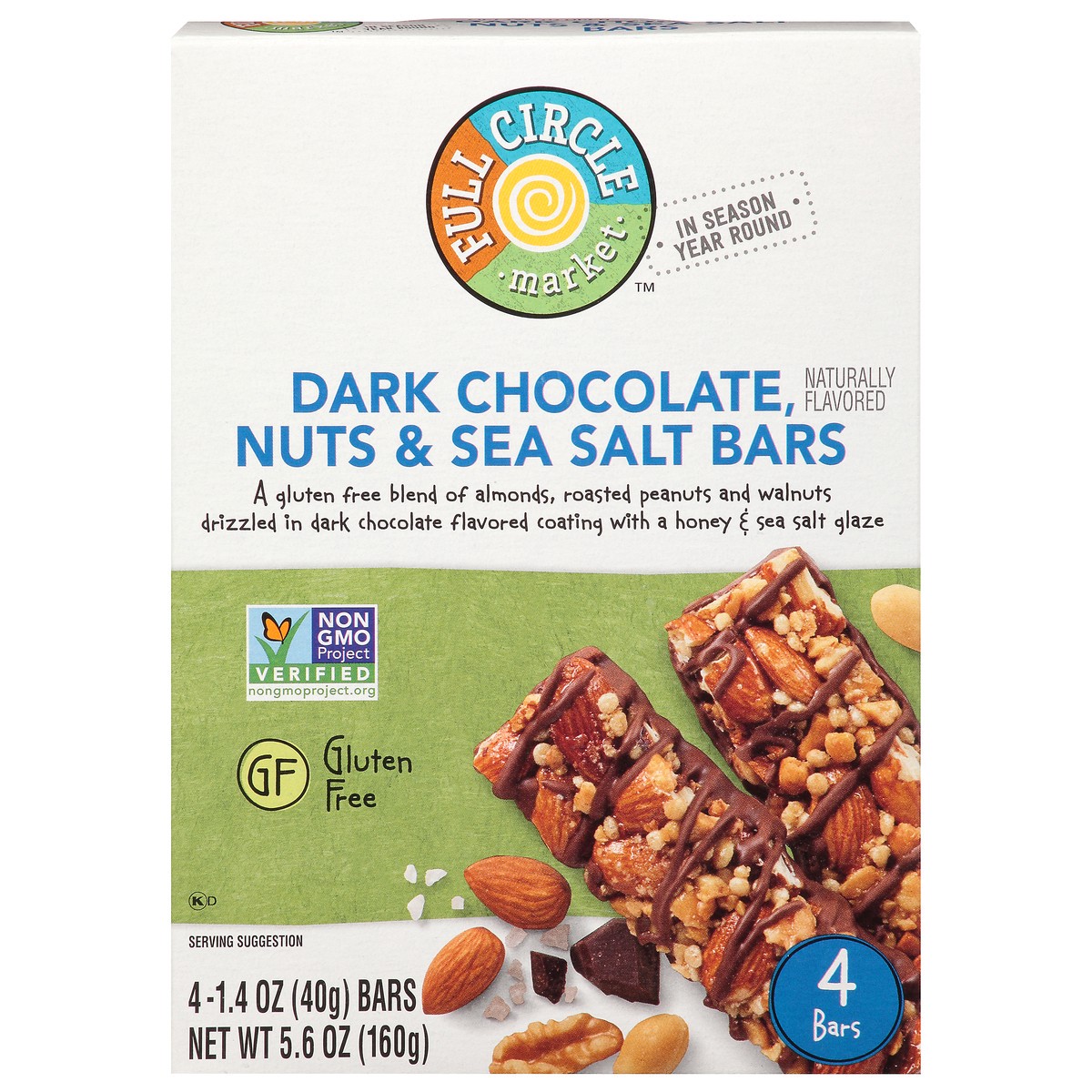 slide 5 of 15, Full Circle Market Dark Chocolate Nuts & Sea Salt Bars 4 ea, 4 ct