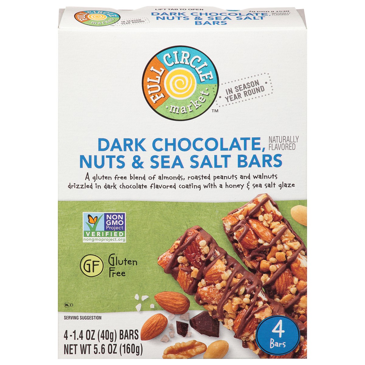 slide 1 of 15, Full Circle Market Dark Chocolate Nuts & Sea Salt Bars 4 ea, 4 ct