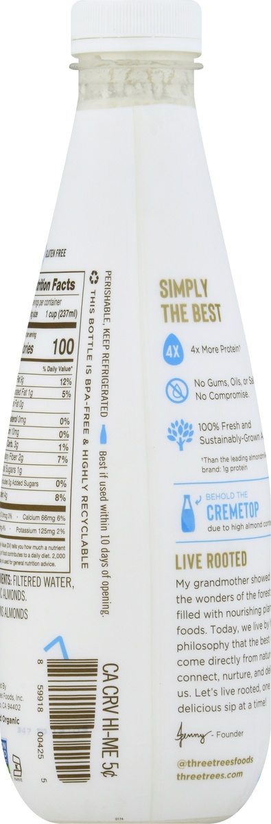 Three Trees Unsweetened Original Almond Milk 28 fl oz | Shipt